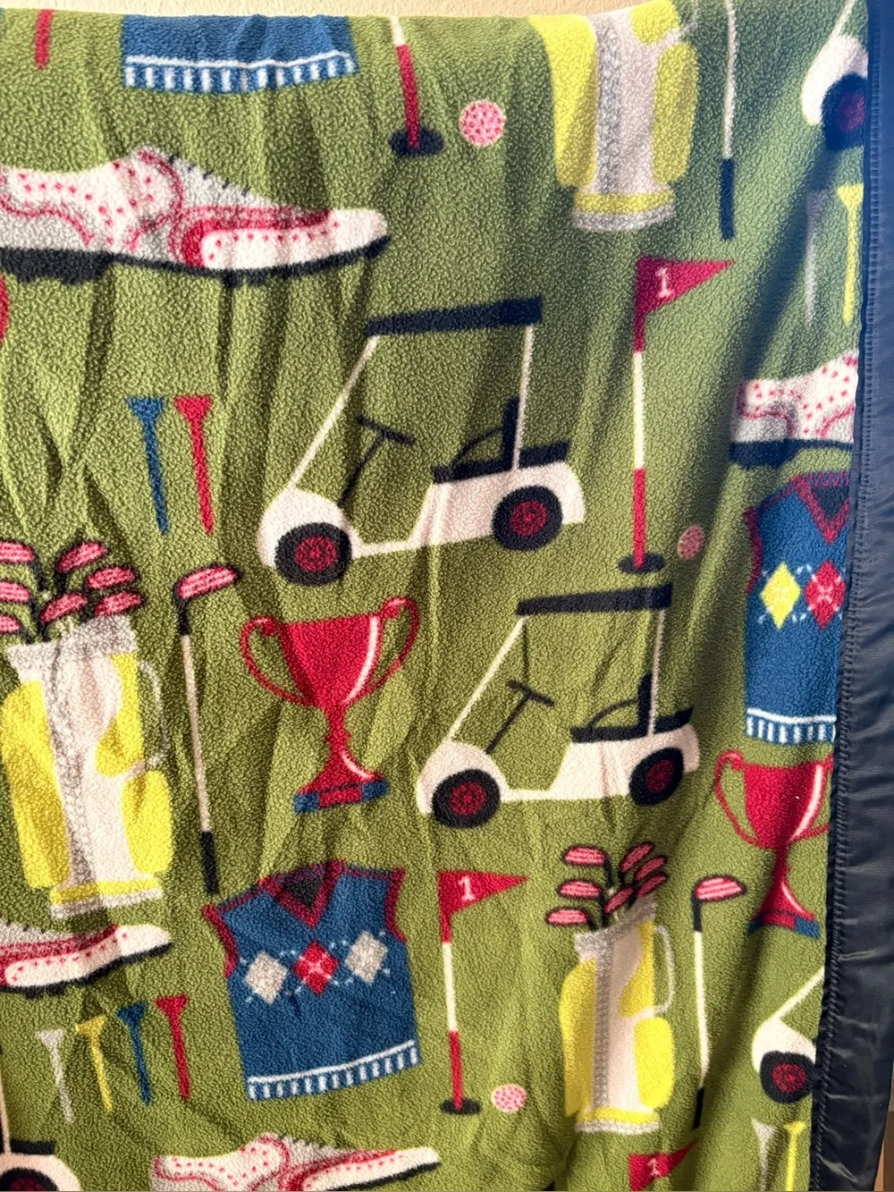 Handmade Golf Fleece Throw Blanket Green 60x100
